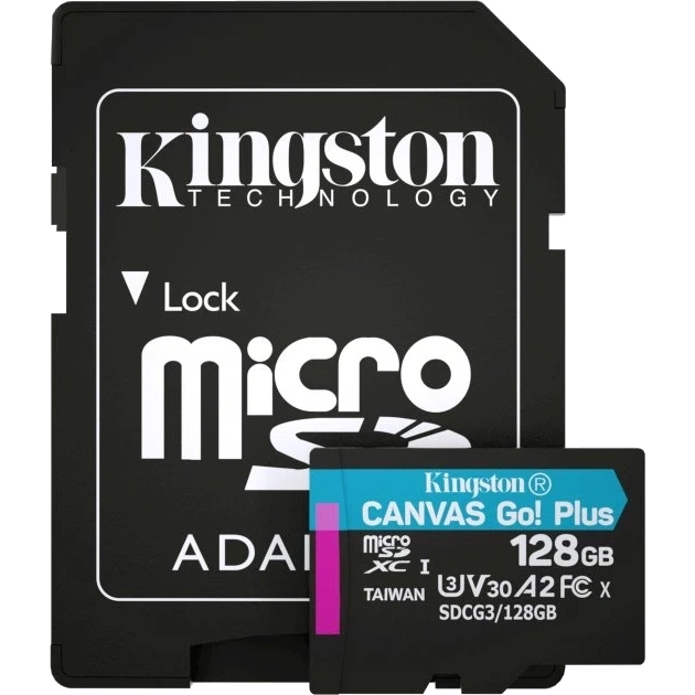 Kingston microSDXC 128 Гб U3 V30 A2 (SDCG3/128GBSP) Карта пам’яті фото 1